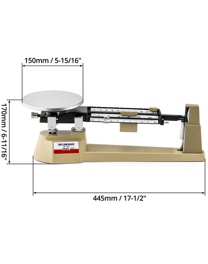 QWORK Triple Beam Balance Scale for Mycology - 2610g Capacity, 0.1g Precision