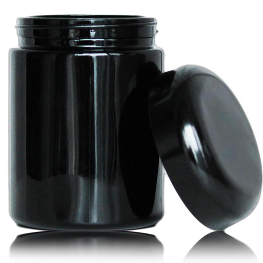 Black Glass Mushroom Storage Container - UV Protection