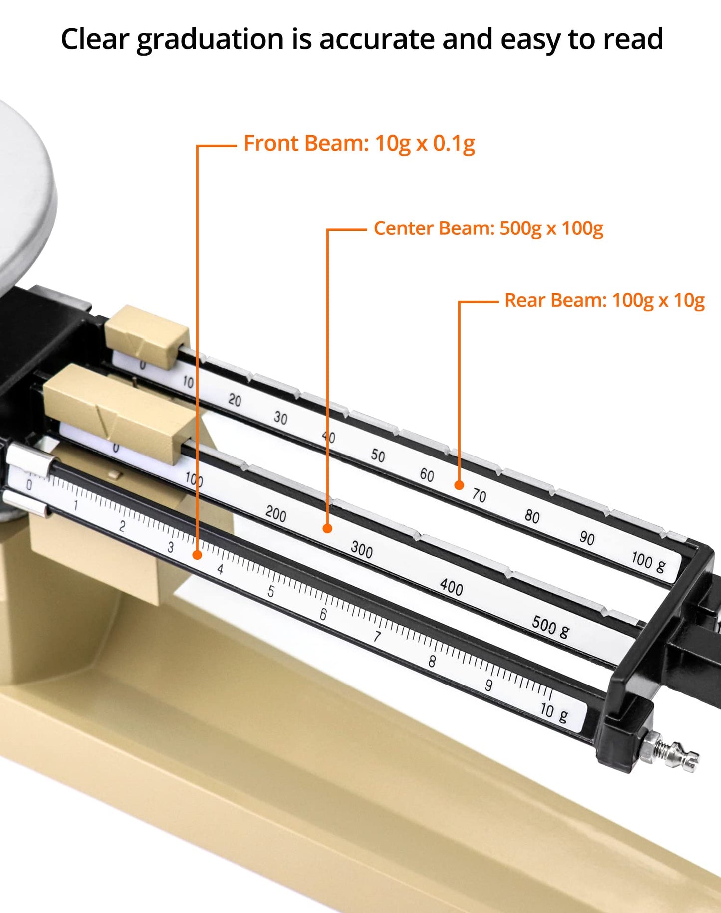 QWORK Triple Beam Balance Scale for Mycology - 2610g Capacity, 0.1g Precision