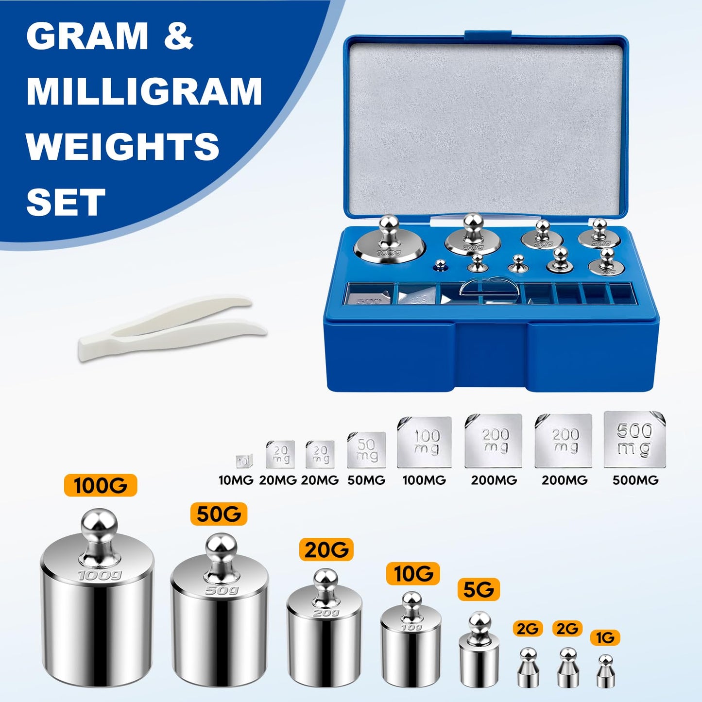 Calibration Weight Kit for Digital Scales - 10mg to 100g