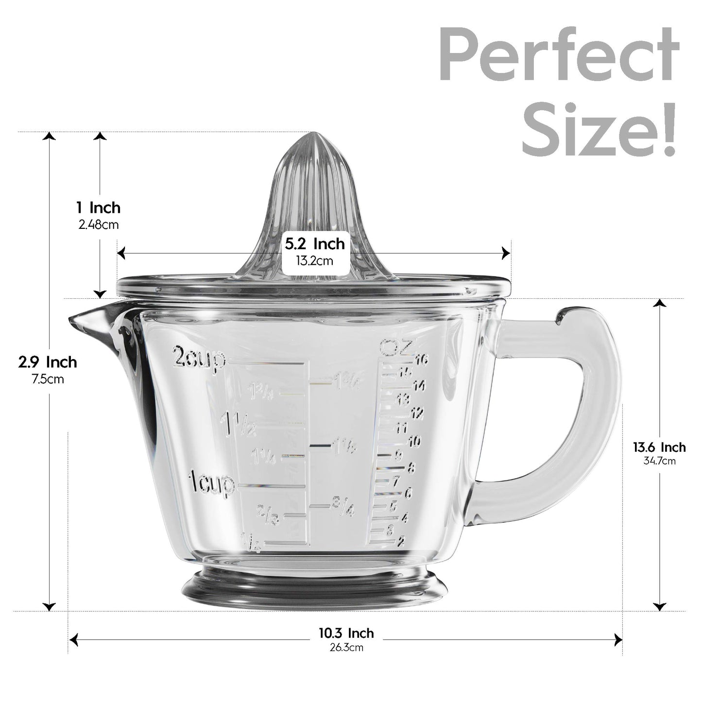 Lemon Tek Glass Measuring Cup with Built-In Juicer